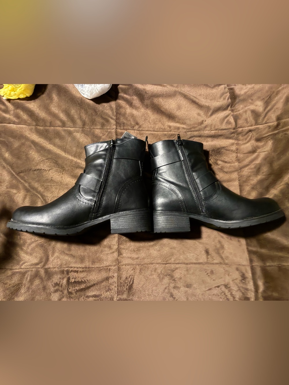 Dune brand,Black Moto Ankle Boots with Buckle and Side Zip, size 8.5, nwot - Picture 6 of 11